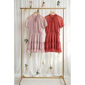 Women's Swiss Dot Tiered Dress (LT MAUVE)